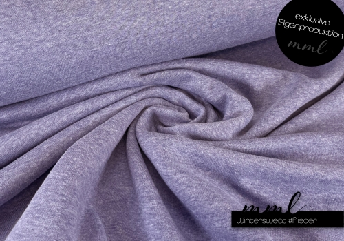 Winter-Sweat Stoff (meliert) #fliederlila (0,25m)
