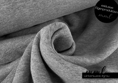 Winter-Sweat Stoff (meliert) #grau (0,25m)