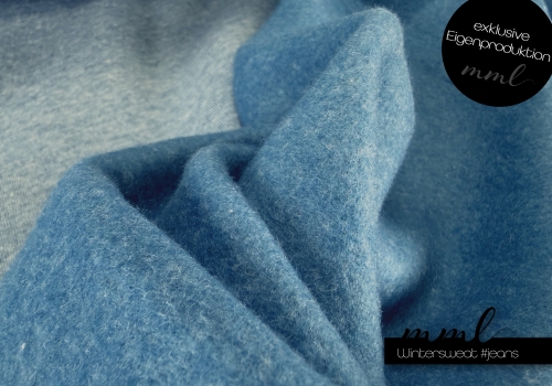 Winter-Sweat Stoff (meliert) #jeans (0,25m)