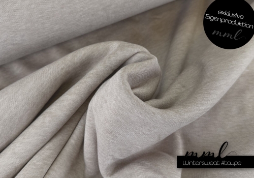 Winter-Sweat Stoff (meliert) #taupe (0,25m)