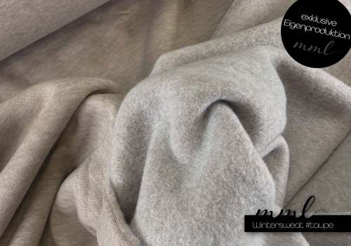 Winter-Sweat Stoff (meliert) #taupe (0,25m)