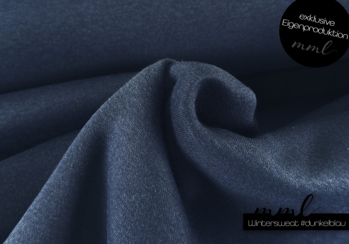 Winter-Sweat Stoff (uni) #dunkelblau (0,25m)