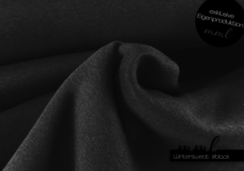 Winter-Sweat Stoff (uni) #schwarz (0,25m)