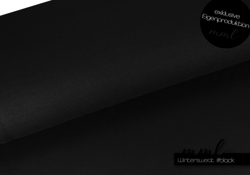 Winter-Sweat Stoff (uni) #schwarz (0,25m)
