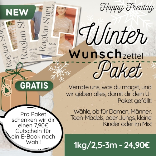 Winter Wunschzettel-Paket (ca. 1kg, 2,5-3m Stoff) + e-Book Gutschein
