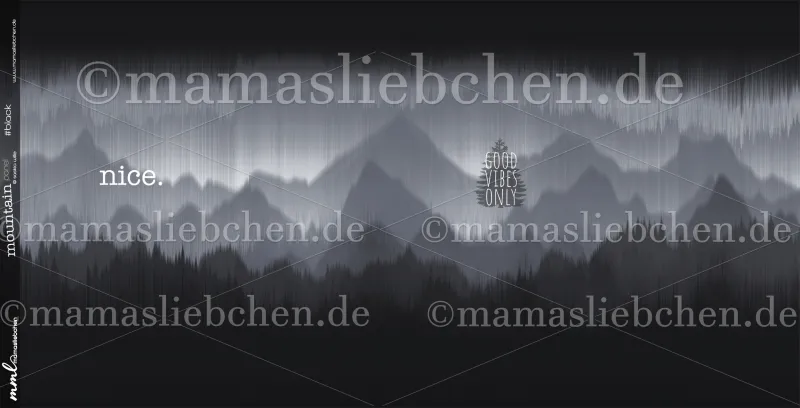 Bio-Sommer-Sweat-Stoff "Mountain panel #black" (1 Panel, ca. 1,00m)