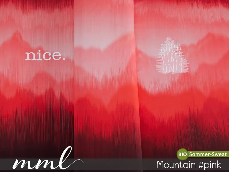 Bio-Sommer-Sweat-Stoff "Mountain panel #pink" (1 Panel, ca. 1,00m)