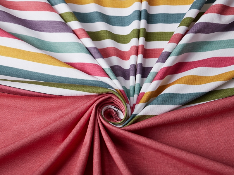 Jersey-Stoff "ahoi stripes #rainbow pink" (1Panel/ ca.0,80m)