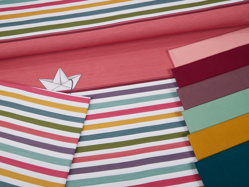 Jersey-Stoff "ahoi stripes #rainbow pink" (1Panel/ ca.0,80m)