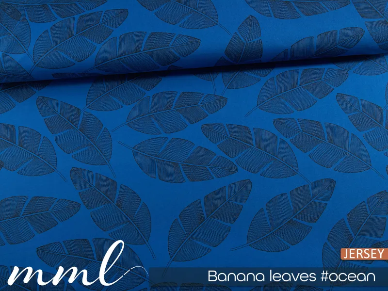 Jersey-Stoff "Banana Leave #ocean" (0,25m)
