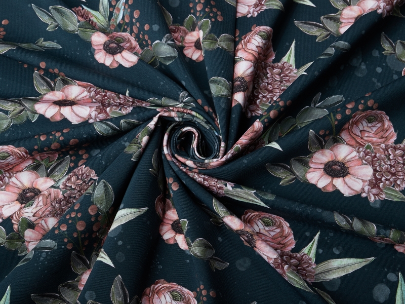 Jersey-Stoff "Flowers #midnight" (0,5 m)