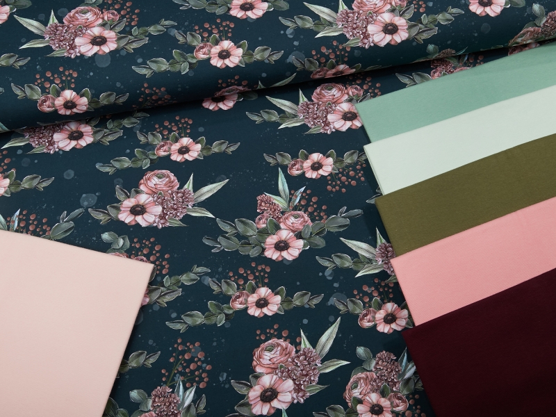 Jersey-Stoff "Flowers #midnight" (0,5 m)