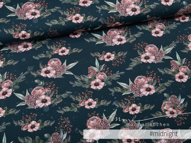 Jersey-Stoff "Flowers #midnight" (0,5 m)