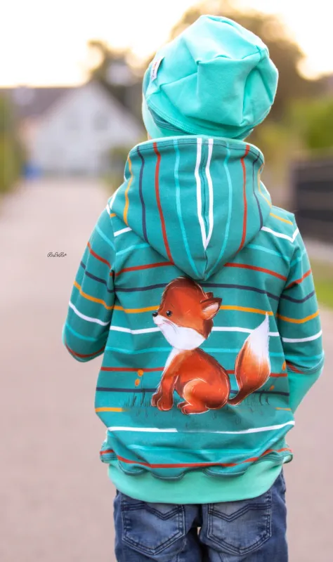 Jersey-Stoff "Fluse Frechdachs #teal rust" (1Panel/ ca.0,75m)