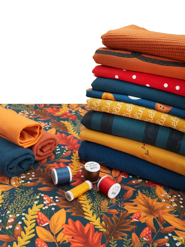 Jersey-Stoff "Herbsttraum #blue" (0,25m)