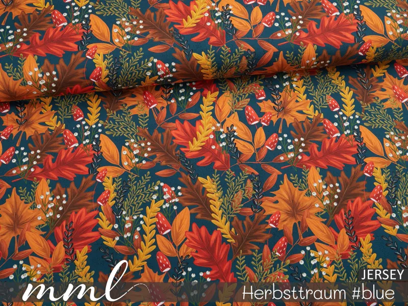 Jersey-Stoff "Herbsttraum #blue" (0,25m)