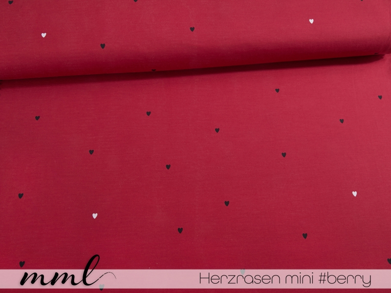 Jersey-Stoff "Herzrasen mini #berry" (0,25m)