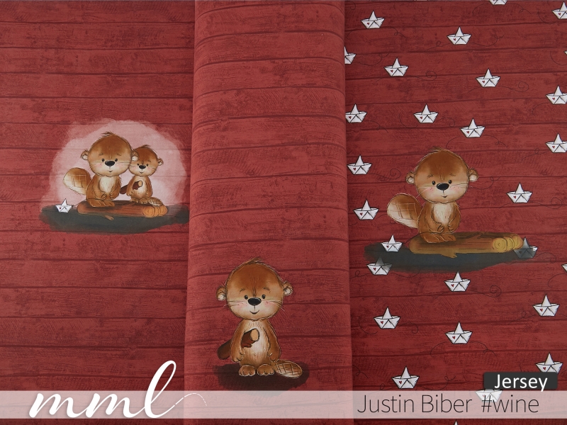 Jersey-Stoff "Justin Biber #wine" (1Panel/ ca.0,65 m)