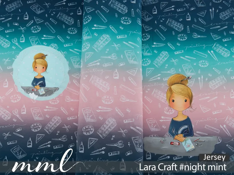 Jersey-Stoff "Lara Craft #night mint" (1Panel/ ca.0,75m)