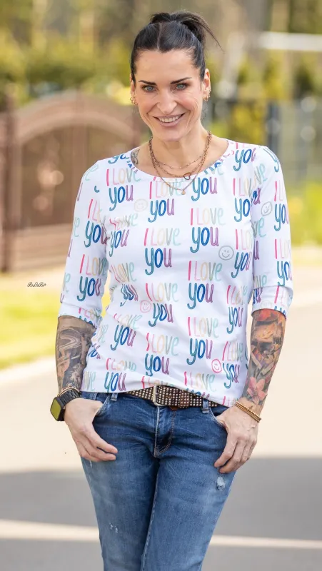 Jersey-Stoff "love you`r smile #rainbow" (0,25m)