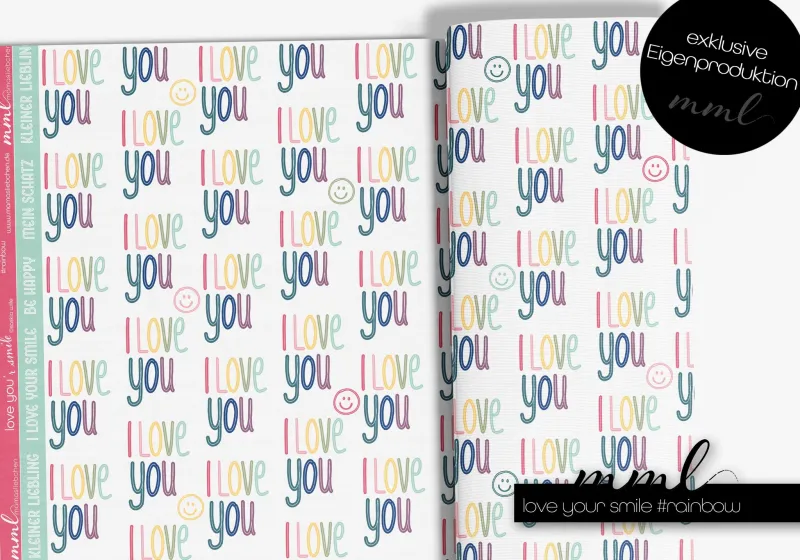 Jersey-Stoff "love you`r smile #rainbow" (0,25m)