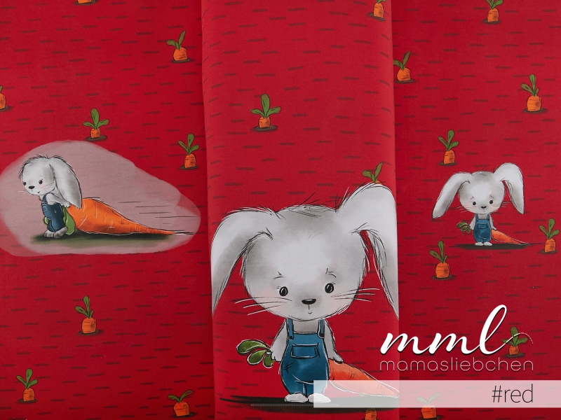 Jersey-Stoff "Moritz Möhrchen #red" (1Panel/ ca.0,65 m)
