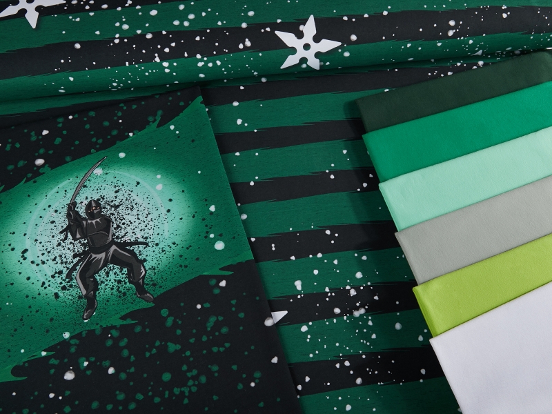 Jersey-Stoff "Ninja stars #green" (0,25m)