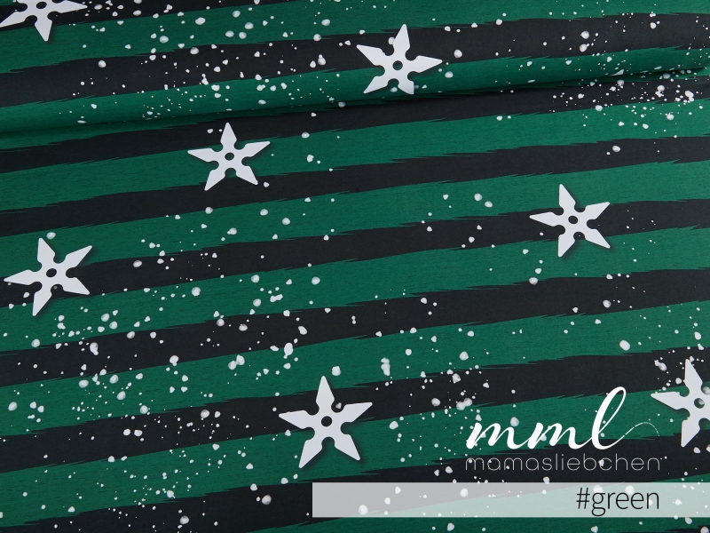 Jersey-Stoff "Ninja stars #green" (0,25m)