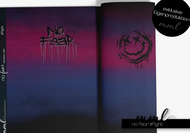 Jersey-Stoff "no fear #fight" (1 Panel, ca. 1,00m)