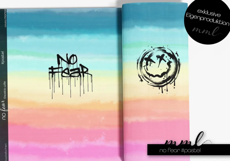 Jersey-Stoff "no fear #pastel" (1 Panel, ca. 1,00m)