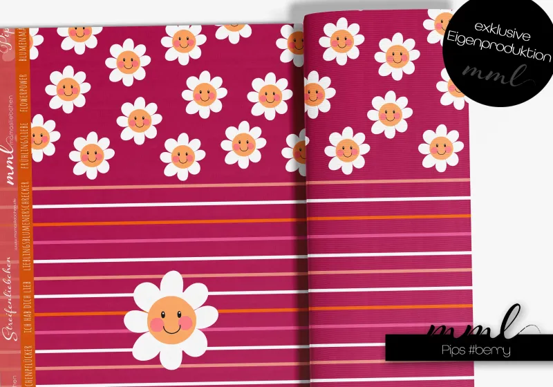 Jersey-Stoff "Pips #berry" (1 Panel, ca. 1,00m)