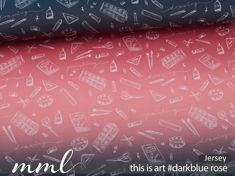 Vorbestellung!!! Jersey-Stoff "this is art #darkblue rose" (0,25m)
