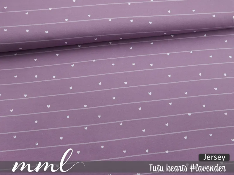 Jersey-Stoff "Tutu hearts #lavender" (0,25m)