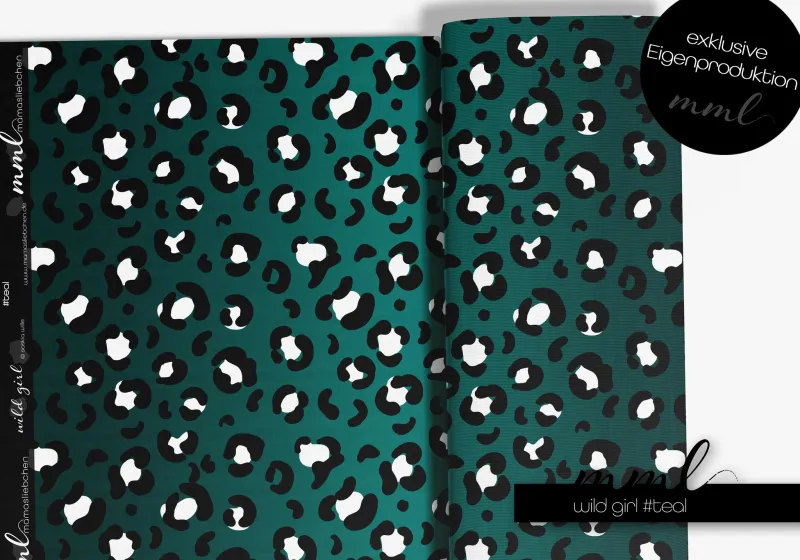 Jersey-Stoff "wild girl #teal" (0,25m)