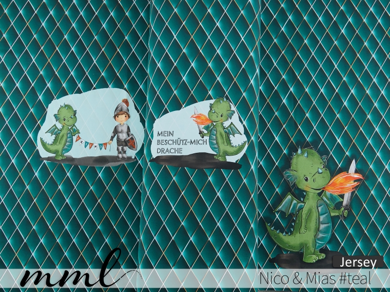 Jersey-Stoff "Nico & Mias #teal" (1Panel/ ca.0,60m)