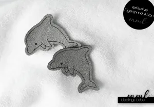 Kunstleder-Label-Set #Delfin gra...
